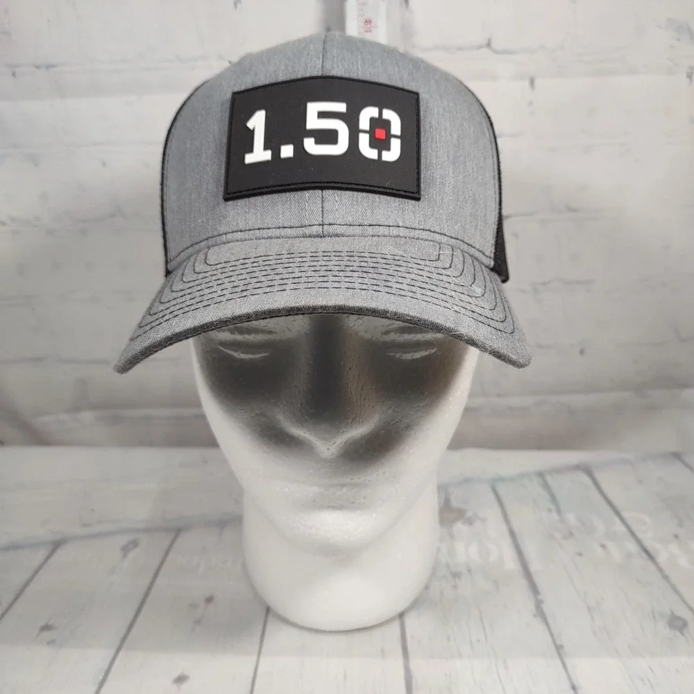 1.50 Trucker Hat Cap Mens Adjustable Black Gray with Patch Logo by Richardson